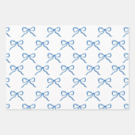Hoja De Papel De Regalo Patrón de lazo de acuarela azul