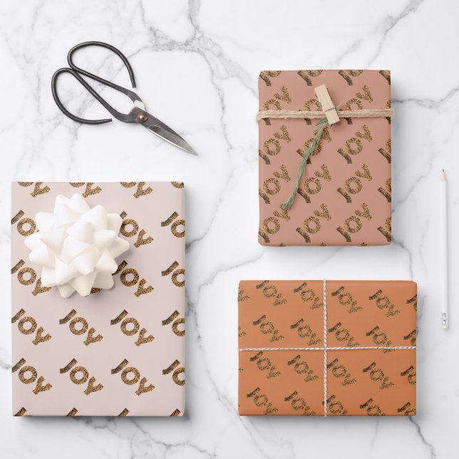Hoja De Papel De Regalo Patrón de leopardo de alegría de Navidad (Anverso)