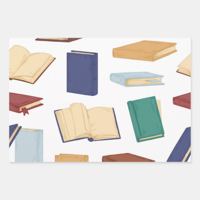 Hoja De Papel De Regalo Patrón de libro (Anverso)