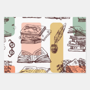 Hoja De Papel De Regalo Patrón de libro