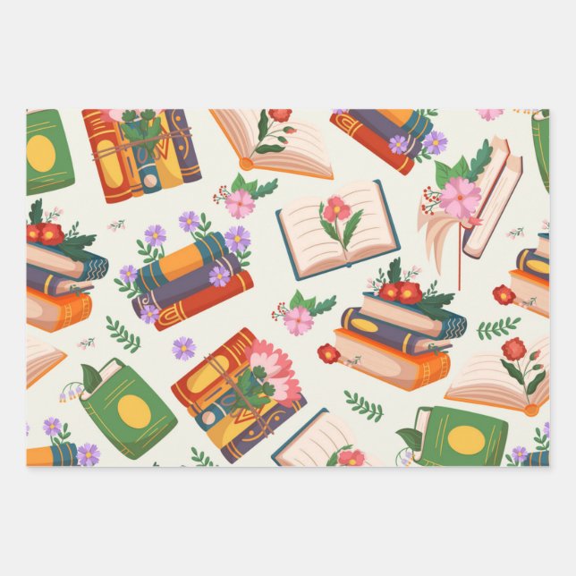 Hoja De Papel De Regalo Patrón de libro (Anverso)