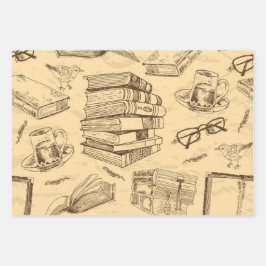 Hoja De Papel De Regalo Patrón de libro