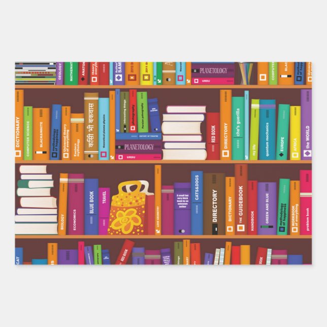 Hoja De Papel De Regalo Patrón de libro (Anverso)