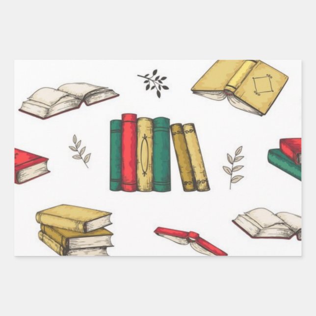 Hoja De Papel De Regalo Patrón de libro (Anverso)