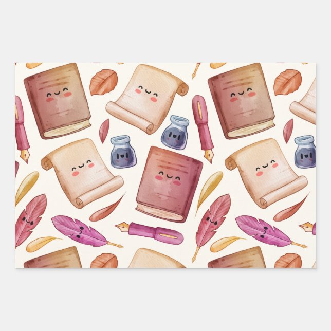 Hoja De Papel De Regalo Patrón de libro (Anverso)