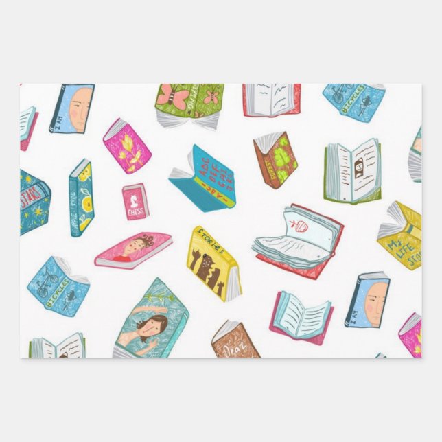 Hoja De Papel De Regalo Patrón de libro (Anverso)
