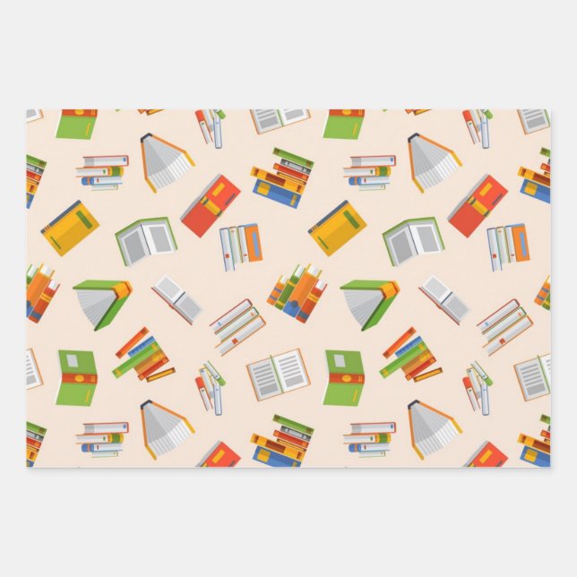 Hoja De Papel De Regalo Patrón de libro (Anverso)