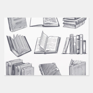 Hoja De Papel De Regalo Patrón de libro