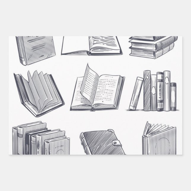 Hoja De Papel De Regalo Patrón de libro (Anverso)