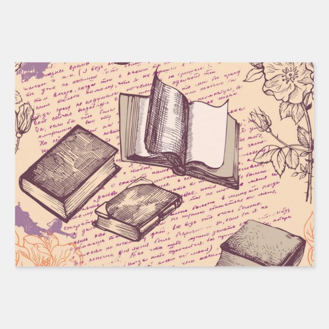 Hoja De Papel De Regalo Patrón de libro (Anverso)