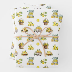Hoja De Papel De Regalo Patrón de limón de verano mediterráneo