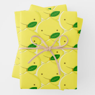 Hoja De Papel De Regalo Patrón de limón rojo