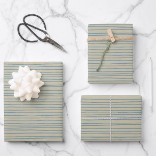 Hoja De Papel De Regalo Patrón de líneas abstractas azules y de tazas