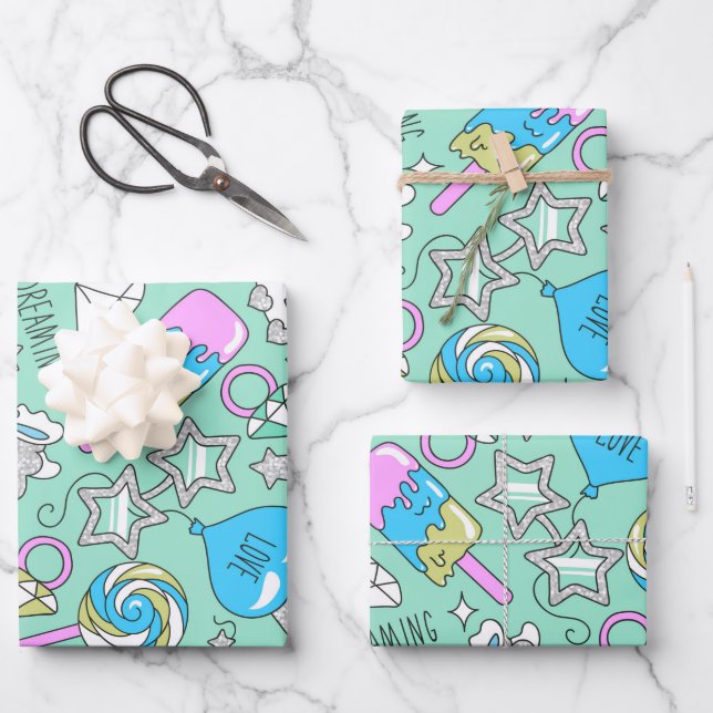 Hoja De Papel De Regalo patrón de llama (Anverso)