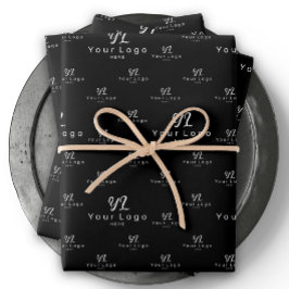 Hoja De Papel De Regalo Patrón de logotipo negro Marca comercial Simple