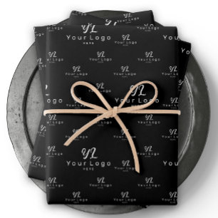 Hoja De Papel De Regalo Patrón de logotipo negro Marca comercial Simple