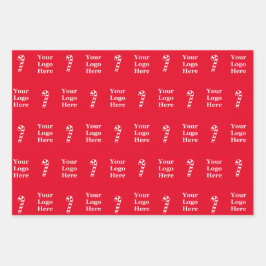 Hoja De Papel De Regalo Patrón de logotipo y caña de candy de Navidades em