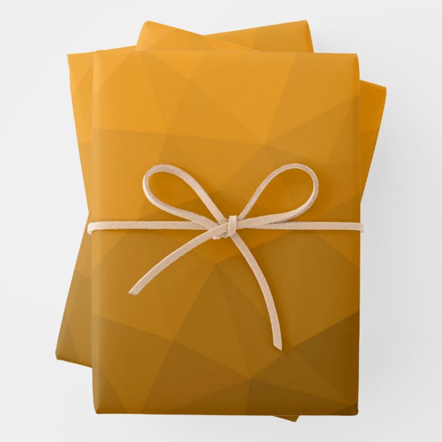 Hoja De Papel De Regalo Patrón de malla geométrica con gradiente naranja (In situ)