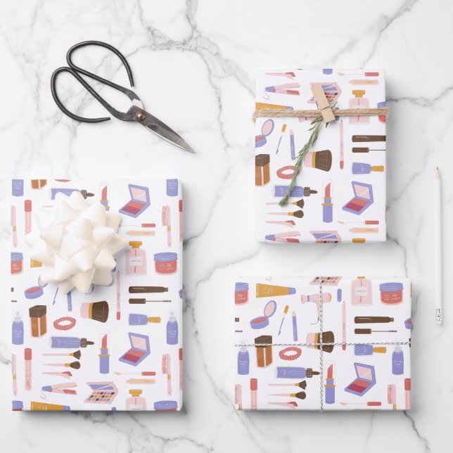 Hoja De Papel De Regalo Patrón de maquillaje cosmético cútrico (Anverso)
