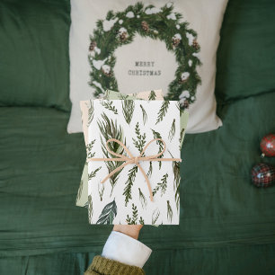 Hoja De Papel De Regalo Patrón de marea verde de invierno de color agua