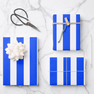Hoja De Papel De Regalo Patrón de marinero de franja vertical azul y blanc