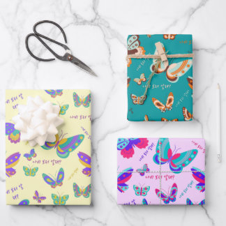 Hoja De Papel De Regalo Patrón de mariposa