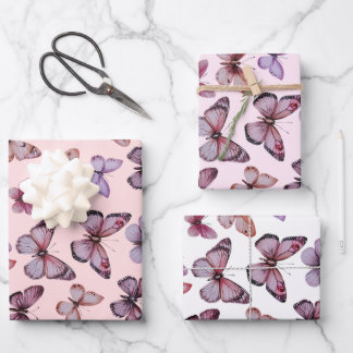 Hoja De Papel De Regalo Patrón de mariposa acuarela elegante regalo bonito