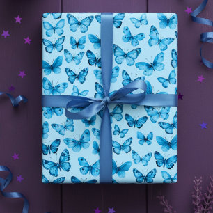 Hoja De Papel De Regalo Patrón de Mariposa Acuarela Elegante Regalo Bonito