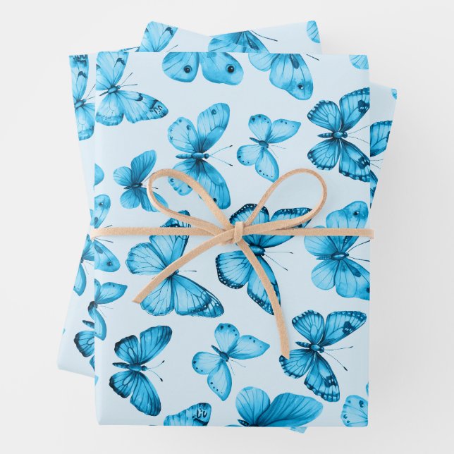 Hoja De Papel De Regalo Patrón de mariposa acuarela Elegante regalo de Bon (In situ)