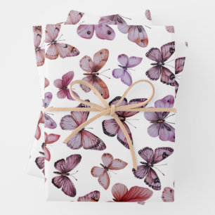 Hoja De Papel De Regalo Patrón de mariposa acuarela Elegante regalo de Bon