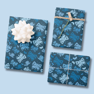 Hoja De Papel De Regalo Patrón de mariposa azul