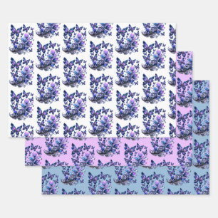 Hoja De Papel De Regalo Patrón de Mariposas de Destello Cósmico