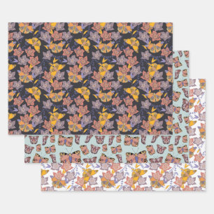 Hoja De Papel De Regalo Patrón de mariposas y flores