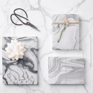 Hoja De Papel De Regalo Patrón de mármol blanco moderno