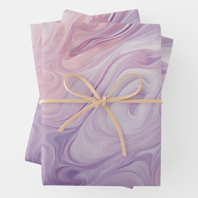 Hoja De Papel De Regalo Patrón de Mármol Púrpura, Rosa, Lilac (In situ)