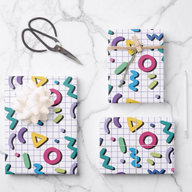 Hoja De Papel De Regalo Patrón de Memphis (Anverso)