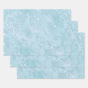 Hoja De Papel De Regalo Patrón de moaré de seda en aqua brillante