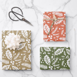 Hoja De Papel De Regalo Patrón de mora de zancos de mano de varios colores