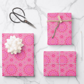 Hoja De Papel De Regalo Patrón de mosaico de bebé de estrellas y sol rosad