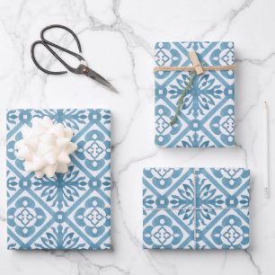Hoja De Papel De Regalo Patrón de mosaico mediterráneo azul