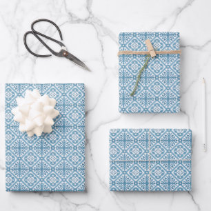 Hoja De Papel De Regalo Patrón de mosaico mediterráneo azul