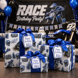 Hoja De Papel De Regalo Patrón de motocross de moto de tierra plateada Nac