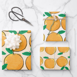 Hoja De Papel De Regalo Patrón de Naranja cortado