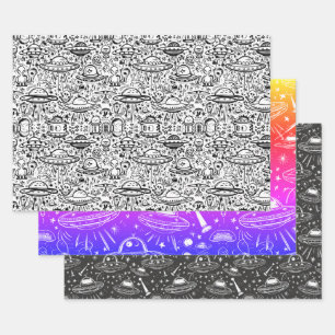 Hoja De Papel De Regalo Patrón de nave espacial