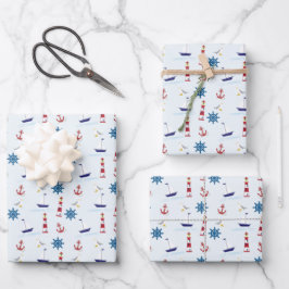 Hoja De Papel De Regalo Patrón de navegación azul y rojo cúbico