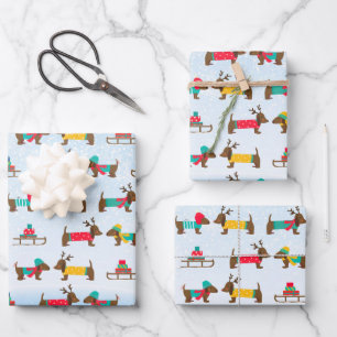 Hoja De Papel De Regalo Patrón de Navidad de Nieve de Trineo de Reno de Da