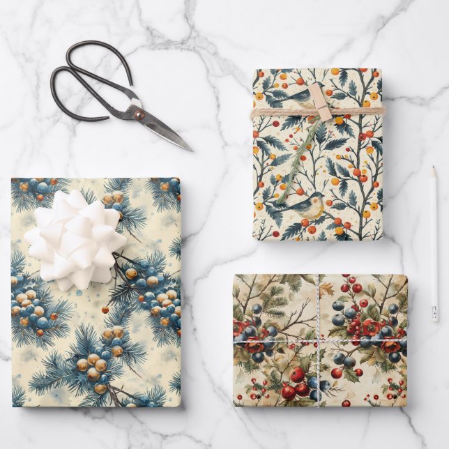 Hoja De Papel De Regalo Patrón de Navidad inmaculada (Anverso)