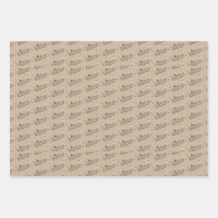 Hoja De Papel De Regalo Patrón de Navidad retro vintage Santa Claus Wrappi