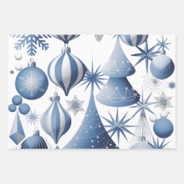 Hoja De Papel De Regalo Patrón de Navidades azules y blancos
