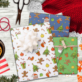 Hoja De Papel De Regalo Patrón de Navidades clásicos